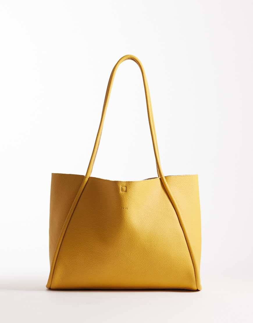 PASQ - Sennepsgul taske med rebhank - No Size