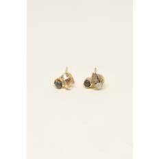Studio Loma Elena Ørering | Herkimer Diamant Kvarts & Sort Rå Diamant (1 psc.)