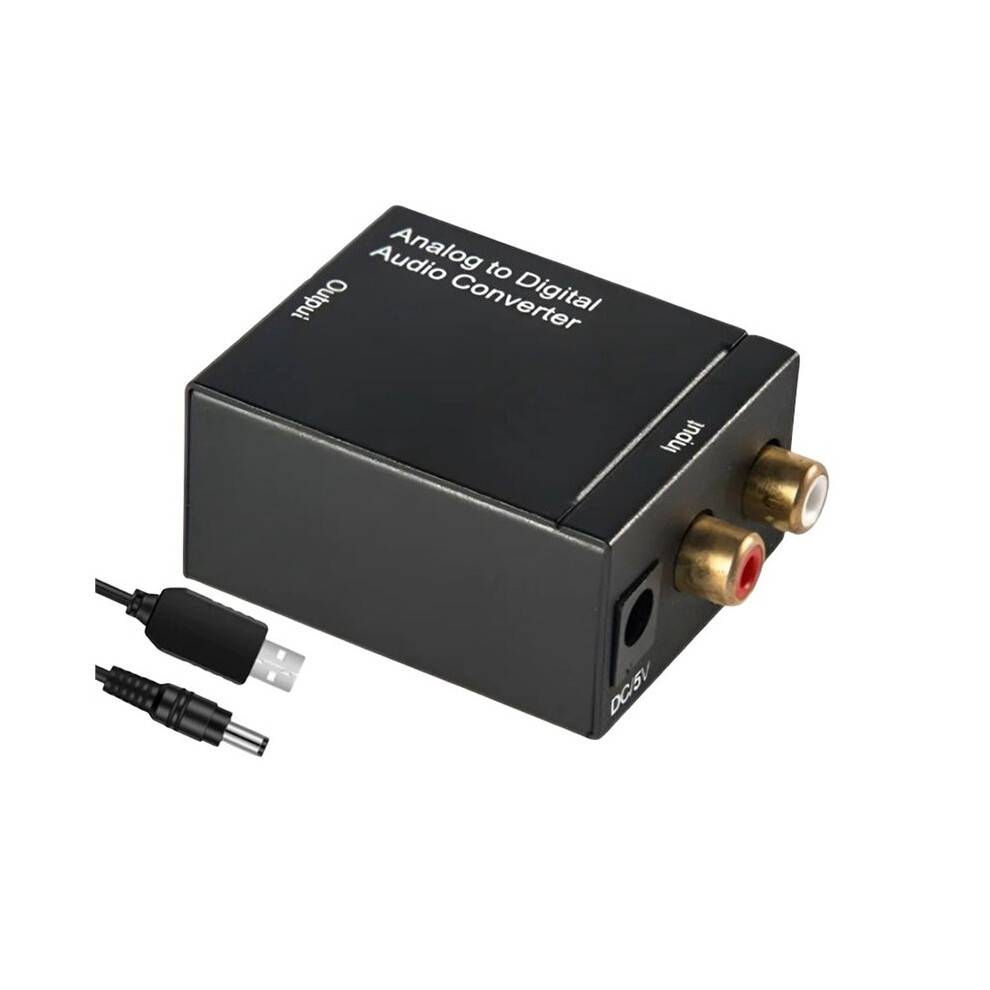 Analog to Digital Audio Converter L/R RCA to Digital Toslink Coaxial Audio Adapter for HDTV DVD Speaker EU Plug