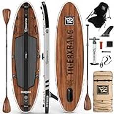 TIGERXBANG SUP-bräda, stående upp paddlingbräda | 330 x 86 x 15 cm 10 tum | med premium kompletta uppblåsbara sup-tillbehör, extra breda paddleboards för vuxna och barnpandora indisk svart