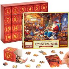 Adventskalender 2024 Julpussel,Adventskalender Pussel Julkalender 2024,24 Dagars Julpussel Nedräkningskalender,Jul Nedräkningskalender Pussel för Barn Vuxna Rolig Julspelspresent Väggdekoration