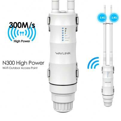 N300 trådlös utomhusaccesspunkt med PoE-strömförsörjning, WAN/LAN-port, vattentät, lång räckvidd för utomhus-Wi-Fi-förlängare med AP/Router/Repeater-l (En-Storlek)