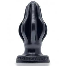 Oxballs Airhole-3 Finned Butt Plug Black, silicone anal plug 15.5 x 6.7 cm