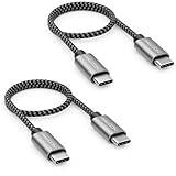 deleyCON 2x 0,30m USB C-Kabel PD3.0 (60W Snabbladdning) Kort 30 cm C till C Laddningskabel för iPhone 17 16 15 Pro Max Samsung Galaxy S25 S24 S23 S22 Pixel iPad Pro MacBook Air Tablet Switch PS5