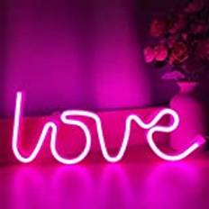 ENUOLI Kärlek neon ljusrosa neonskylt neon kärlek skylt konst vägglampa USB/batteri LED neonskylt neon vägglampa för flickrum lyser upp kärlek neonskylt för alla hjärtans dag bröllop