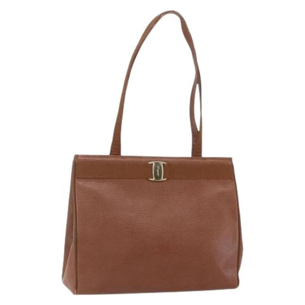 Salvatore Ferragamo Pre-owned Pre-owned Shoulder Bag - Vintage - Dame - Brun - ONE SIZE - Uld