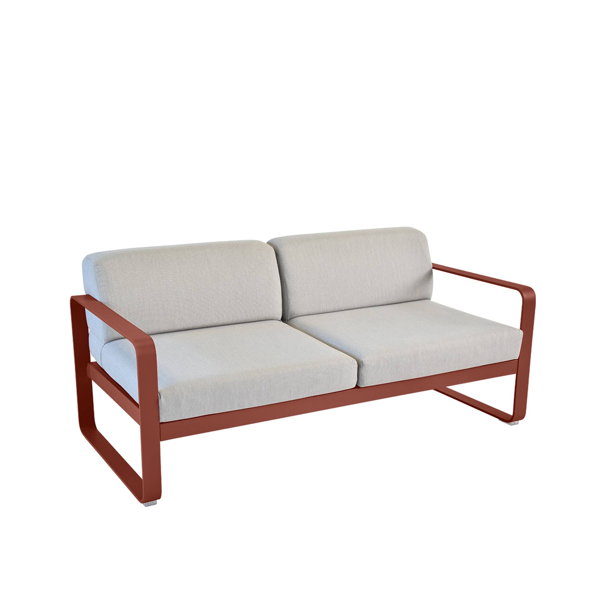 Fermob - Bellevie 2 Seater Sofa - Flannel Grey Cushions/Red Ochre - Utomhussoffor - Pagnon & Pelhaître