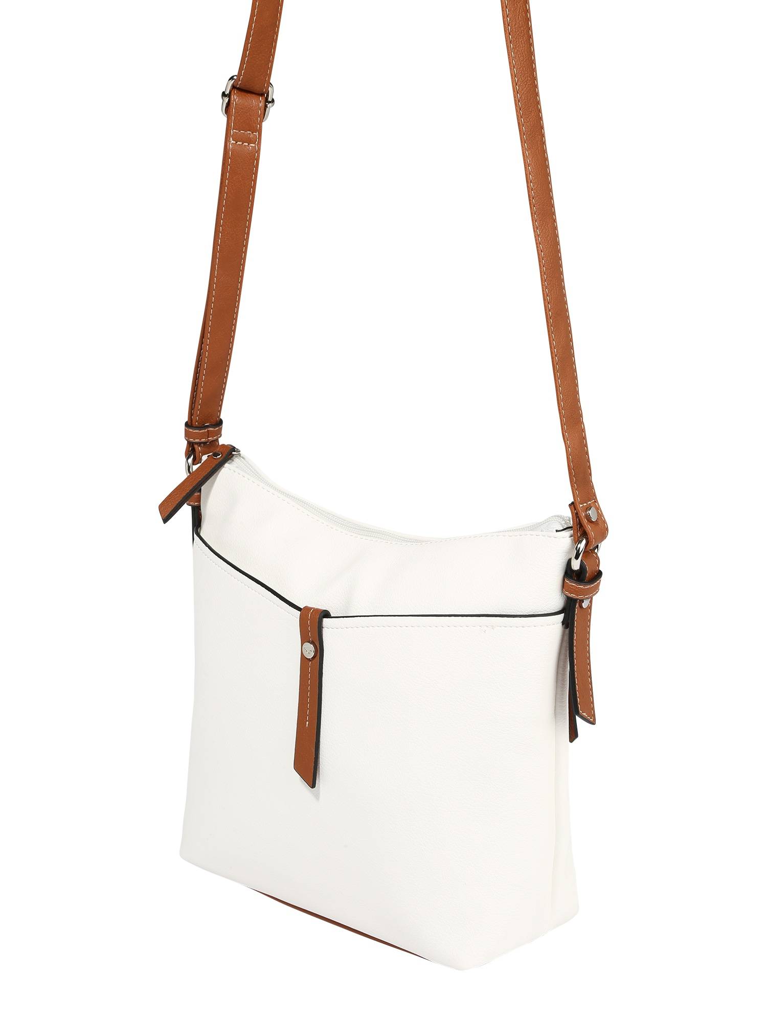 TOM TAILOR Skuldertaske 'Novara'  cognac / sort / hvid