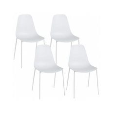 Sæt med 4 x spisebordsstole i metal og polycarbonat H88,5 cm - Hvid