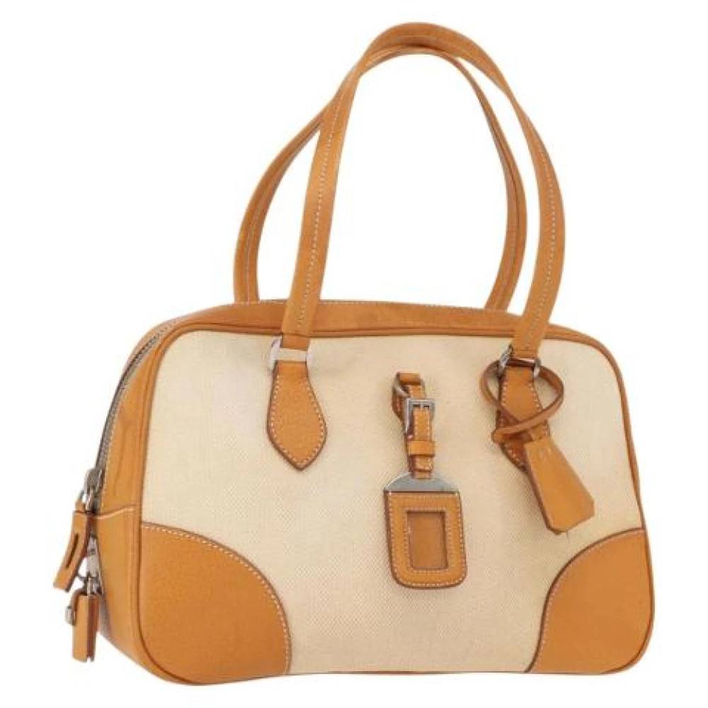 Prada Vintage Pre-owned Canvas Håndtaske - Vintage - Dame - Beige - ONE SIZE - Tyl