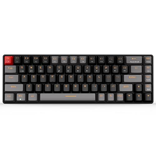 Qisan mekaniskt trådlöst tangentbord speltangentbord brun switch mini design (60 %) 68 tangenter US layout grå och svart