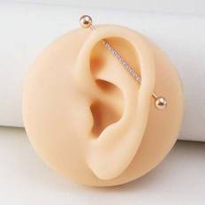 1PC 14G Industriell Ställning Skivstång Kirurgiskt Stål För Kvinnor Män Med CZ-yta Broskörhänge Body Piercing Smycken 38mm - Guld (En-Storlek)