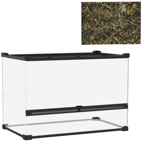 Reptilterrarium 50 x 30 x 35 cm Glas Med Stenbakgrund