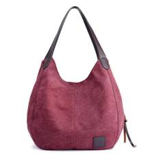 Kvinnor Canvas Axelväska Handväska Multi-fickor Vintage Totes Hobo Bags