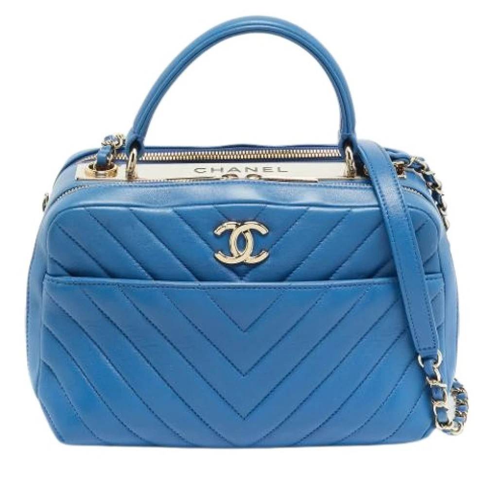 Chanel Vintage Pre-owned Leather Håndtaske - Vintage - Dame - Blå - ONE SIZE - Læder
