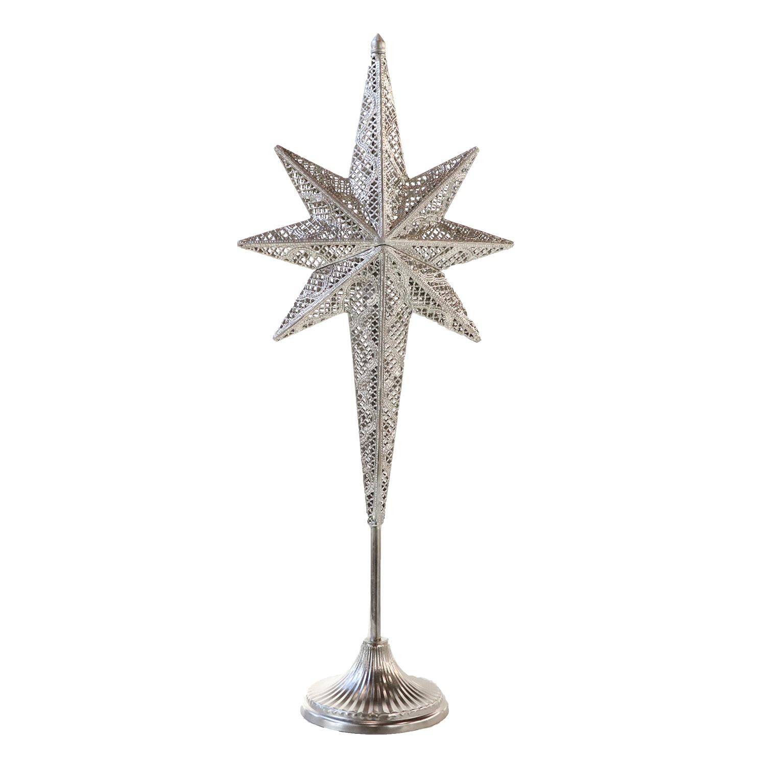 Metallstjärna på fot 78cm i silver