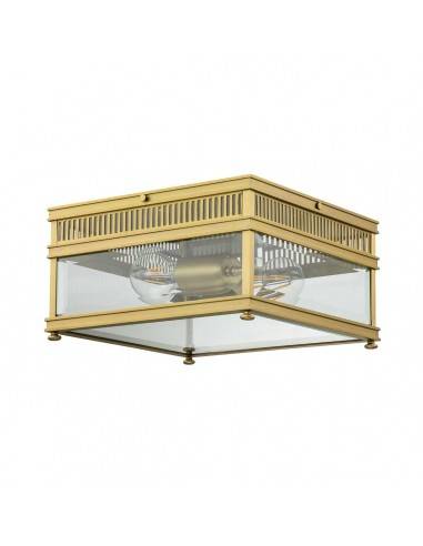 Holborn Udendørs loftlampe i messing og glas 30 x 30 cm 2 x E27 - Børstet messing/Klar