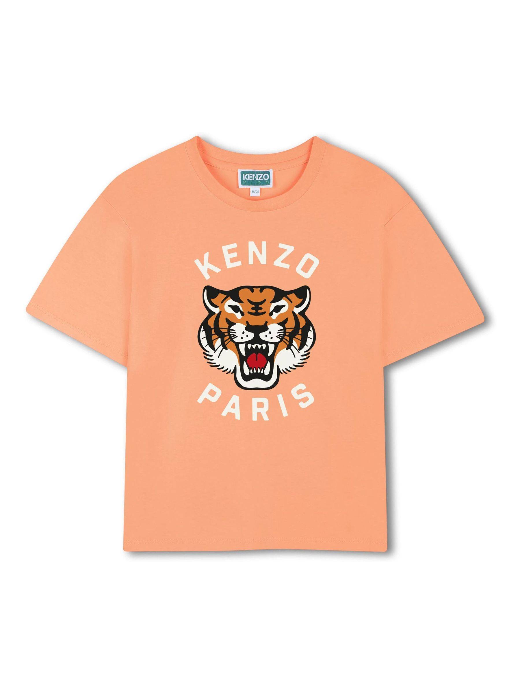 KENZO KIDS KENZO KIDS Graphic Logo Crew Neck Short Sleeve Orange T-Shirt