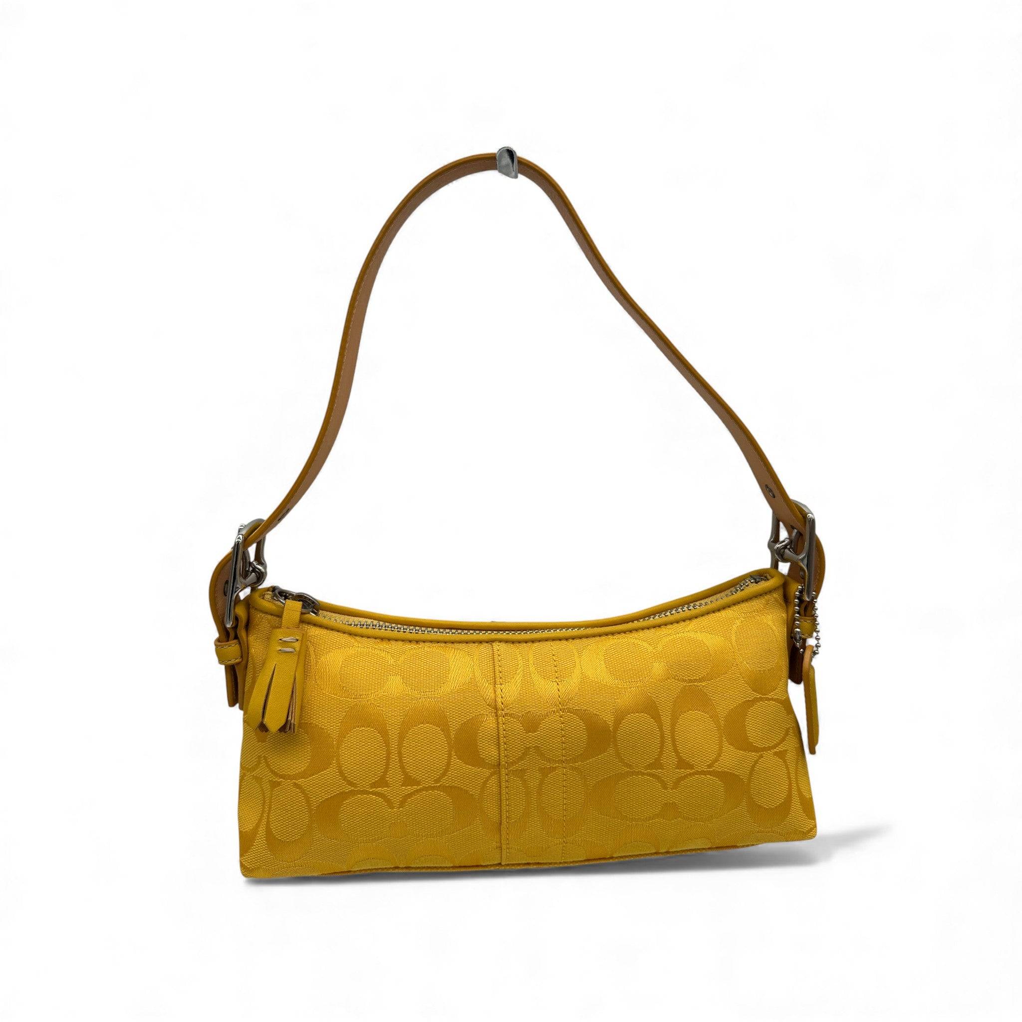 Vintage Coach 6371 Yellow Baguette Shoulder Bag