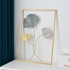 Guldmetal vægdekoration, blå & guld blad kunst vægophæng Hom