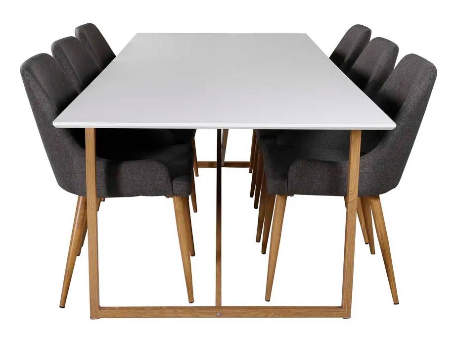 Venture Design Palace & Plaza spisegruppe Hvid/grå 6 st stole & borde 240 x 100 cm