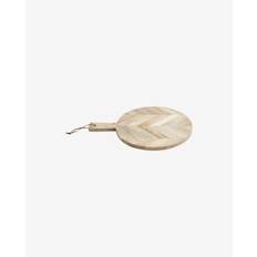 Rundt skærebræt i mangotræ - ø32 cm - natur