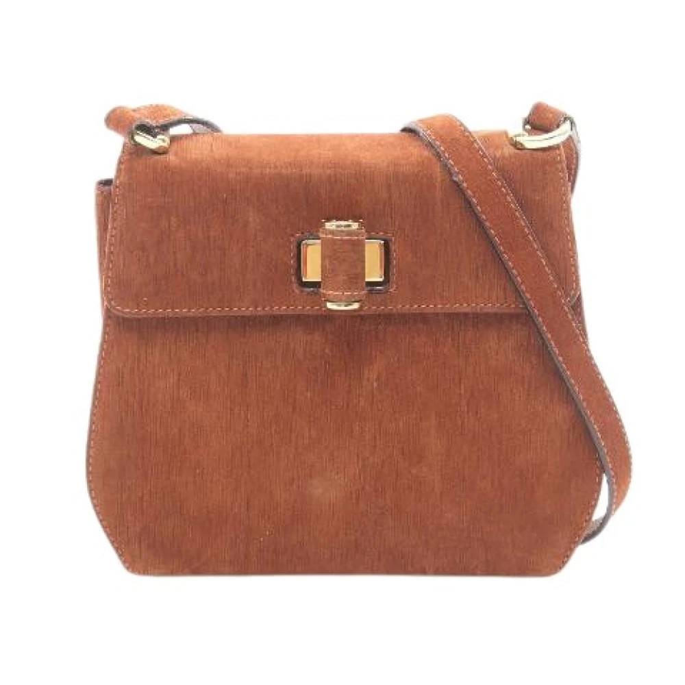 Salvatore Ferragamo Pre-owned Pre-owned Ruskind Skuldertaske - Vintage - Dame - Brun - ONE SIZE - Uld