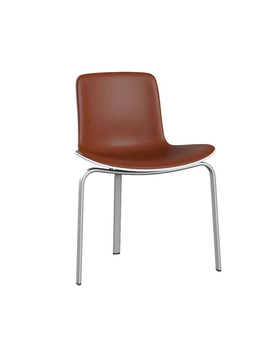 PK8 Stol af Poul Kjærholm Hvid formstøbt plast / Aura læder / Cognac - Jacobsen Plus
