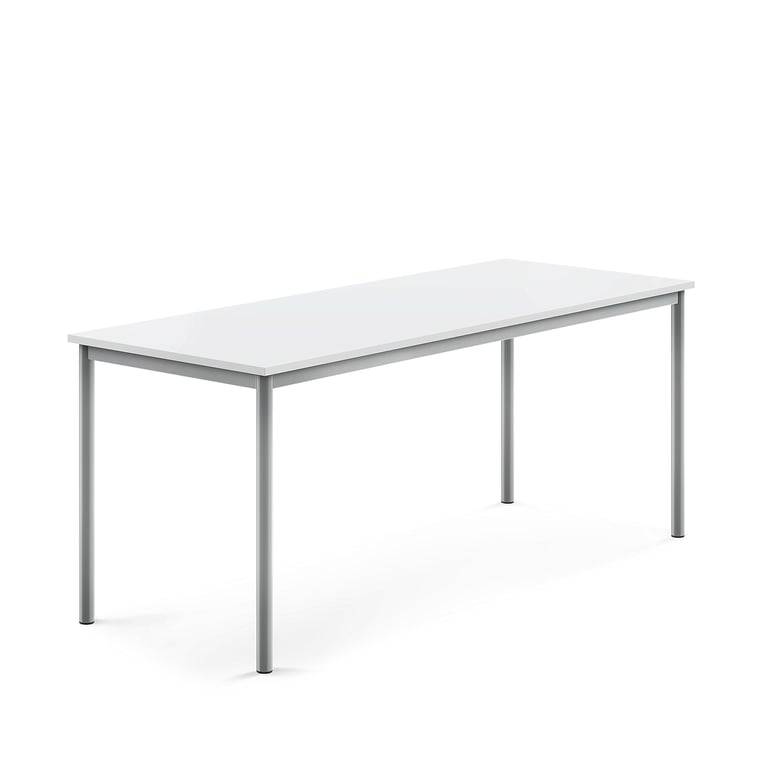 Bord SONITUS, 1800x700x720 mm, stativ silver, ljuddämpande högtryckslaminat, vit
