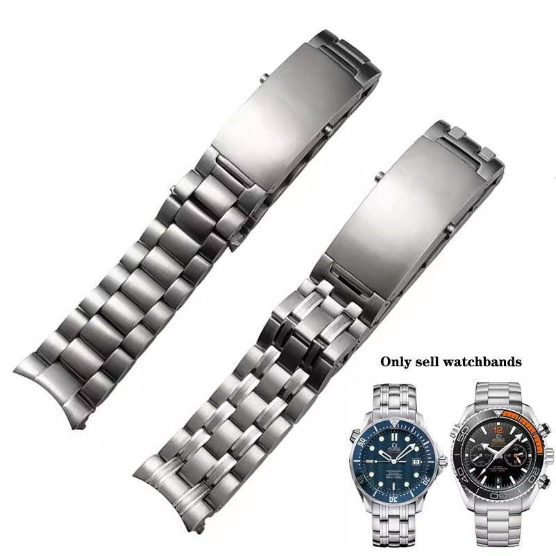 18mm 20mm 22mm Högkvalitativ 316L Silver Rostfritt stål Klockarmband Rem För omega seamaster speedmaster planet ocean Bälte gray