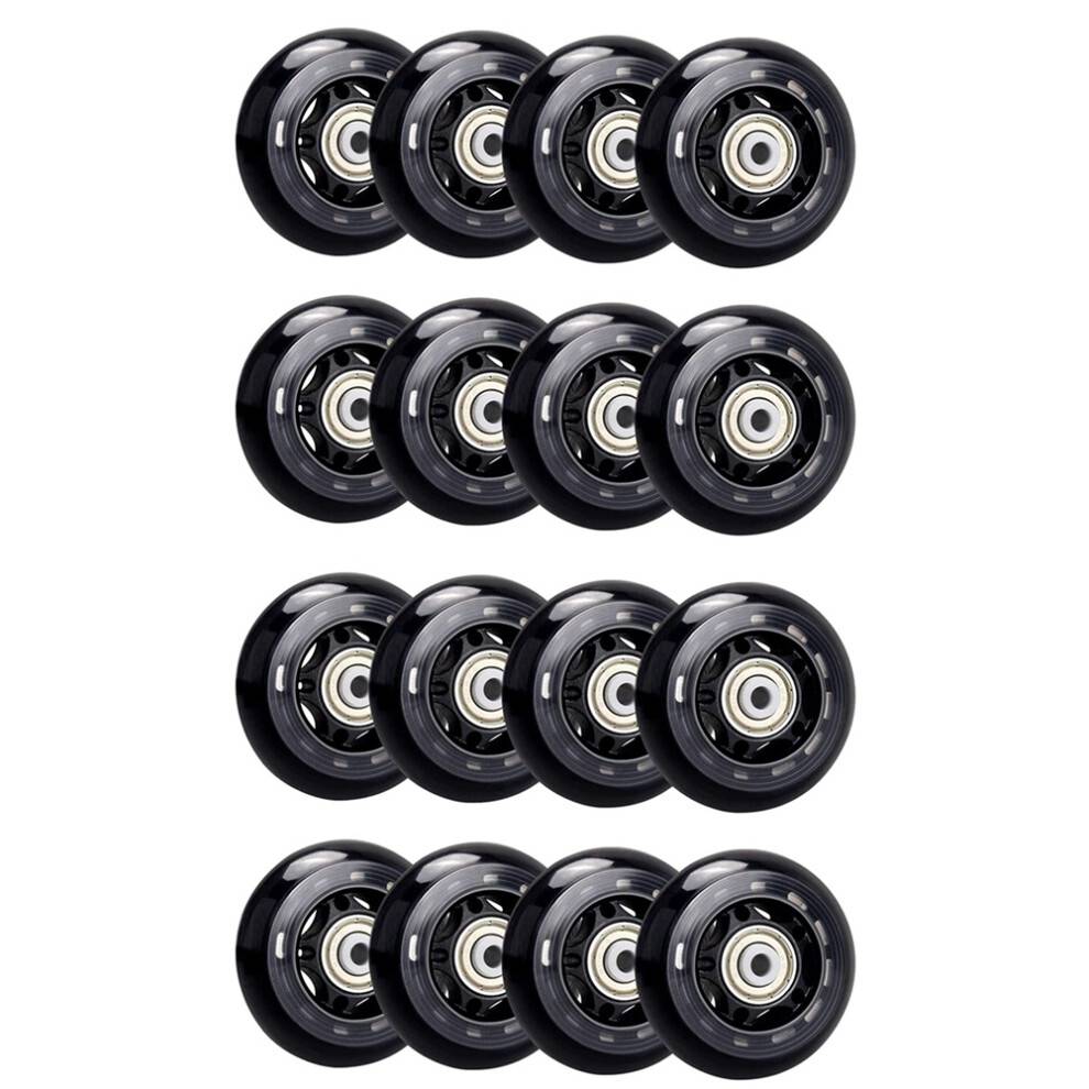 16 Pack Inline Skate Wheels, Indoor/Outdoor Roller Skate Wheels, Replacement Wheels with Bearing 64mm