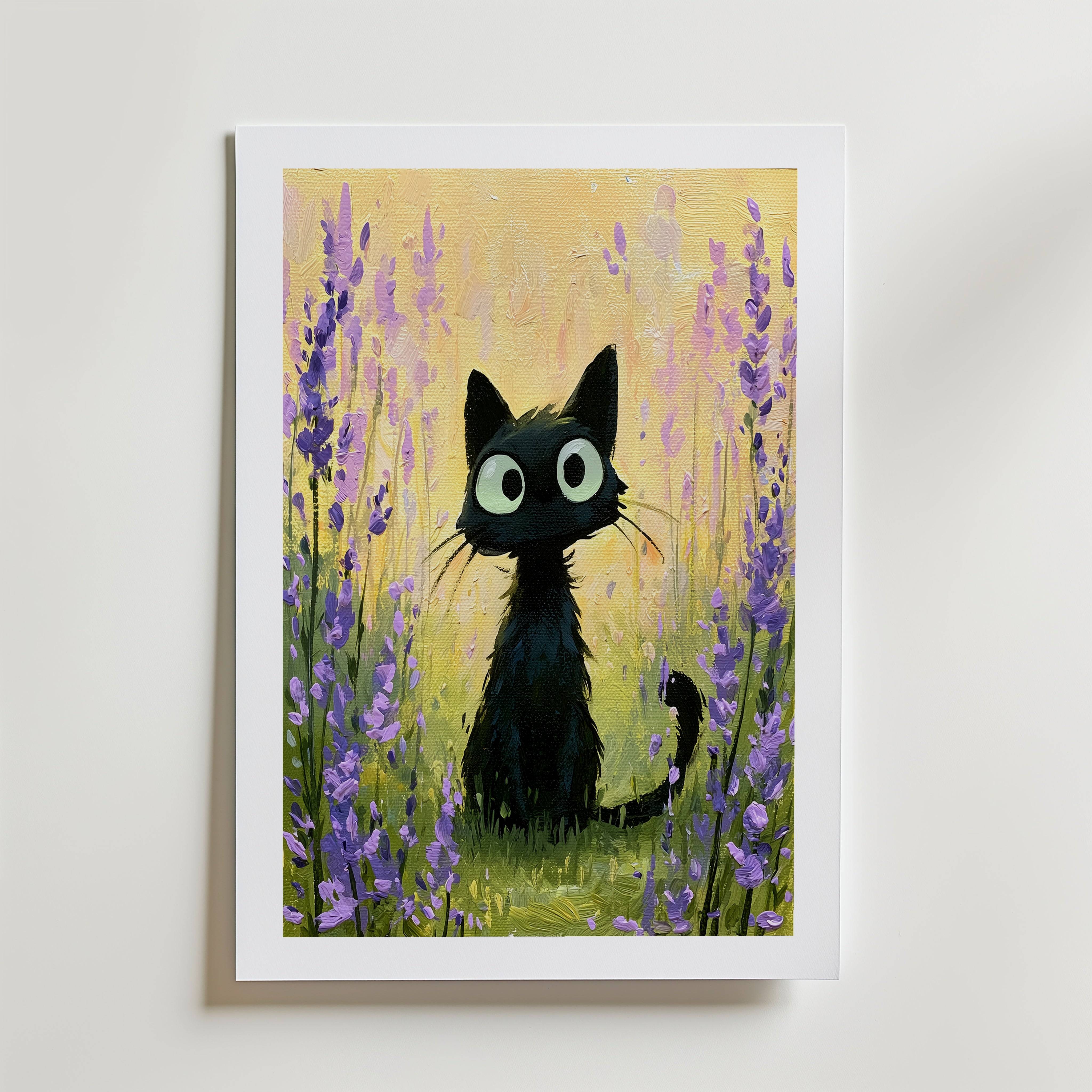 A Tiny Black Cat Poster - Premium Canvas 100x140 cm Med passepartout