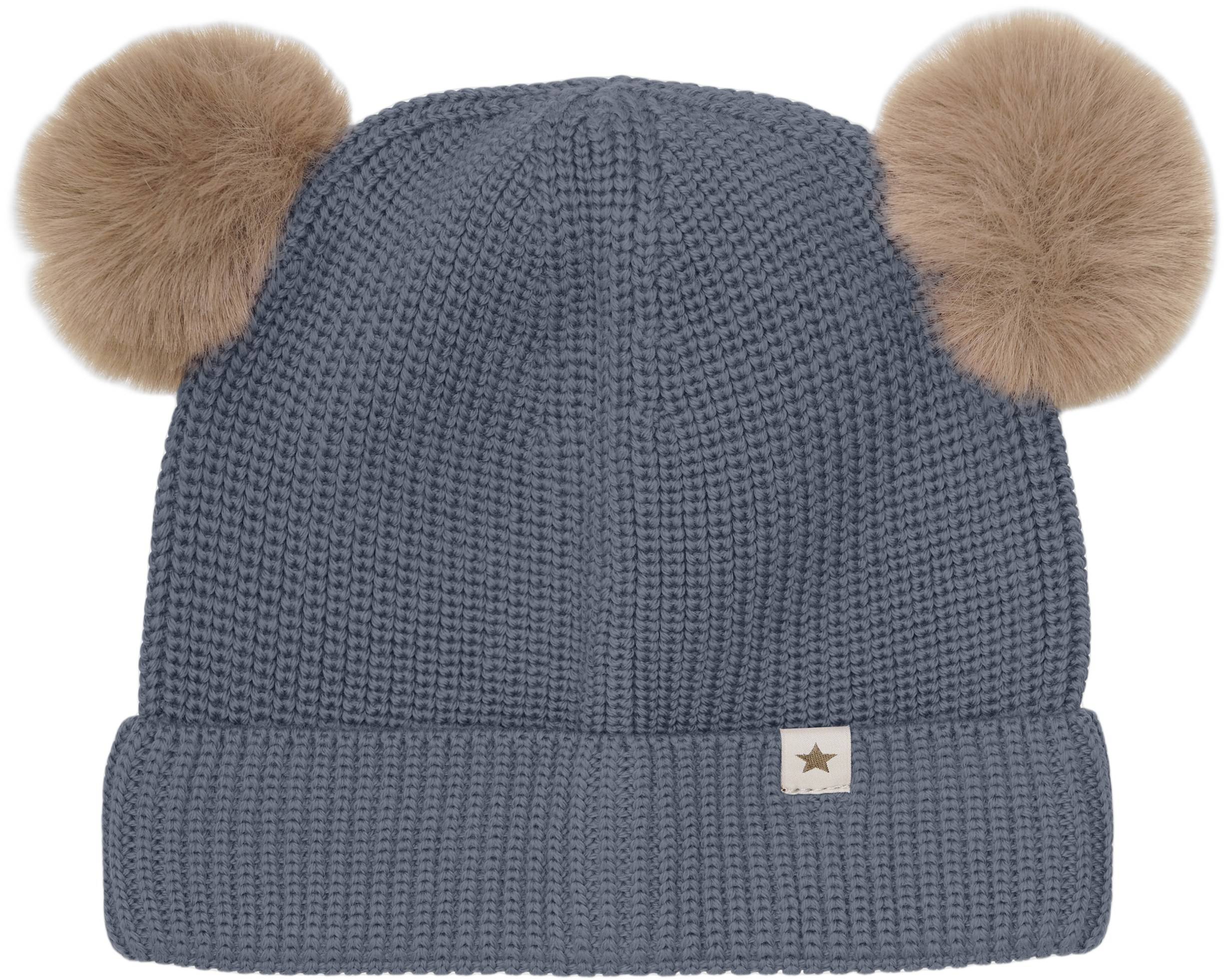 Huttelihut Beanie Wool Knit Pompoms Stl. 50\12-24M unisex - Mösser Från Magasin - Turbulence (50\12-24M)