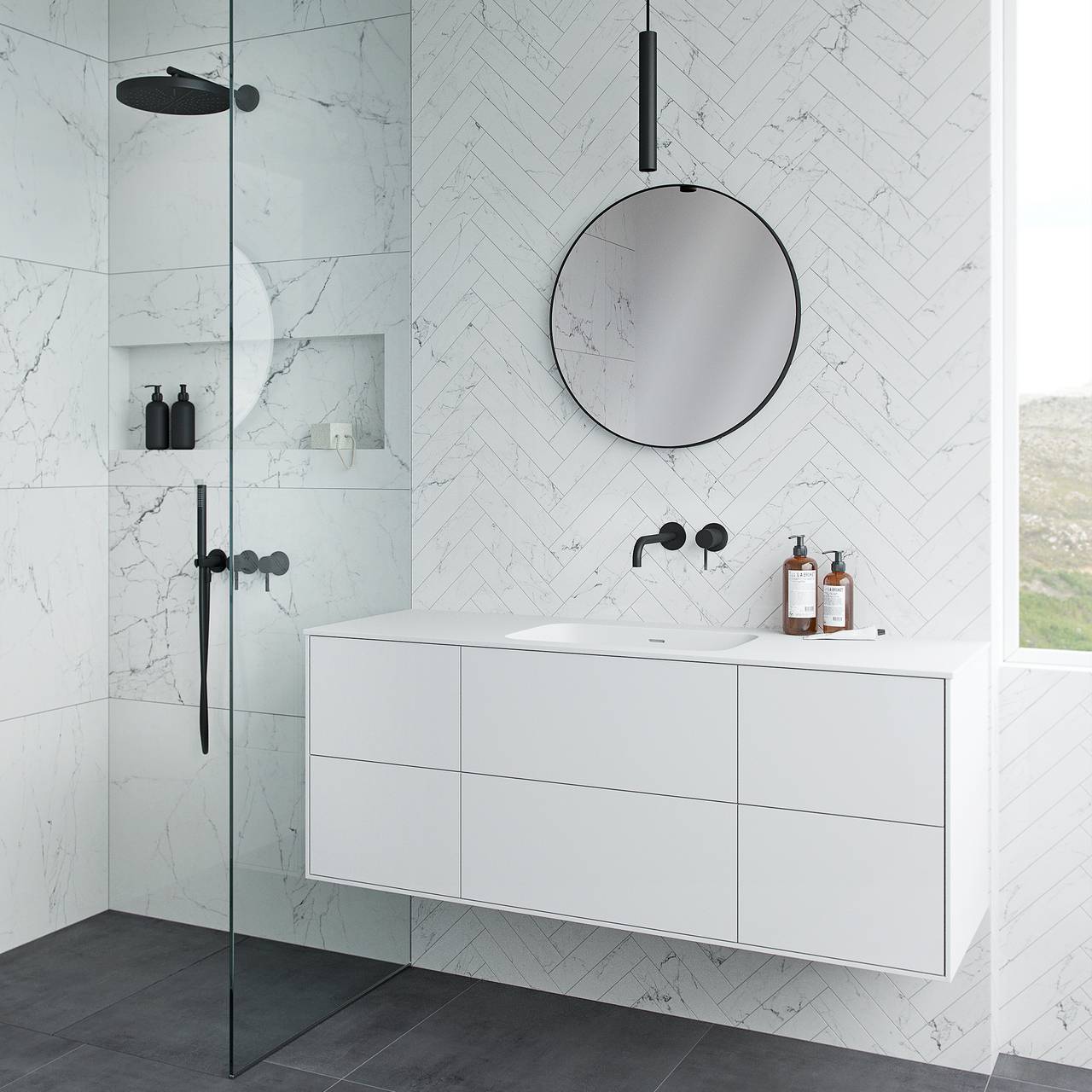 Pulcher Mood 140 Soft - Badmøbel 140x46 Mathvid m/ SolidTec® vask Badeværelsesmøbel - fra Bad&Stil.