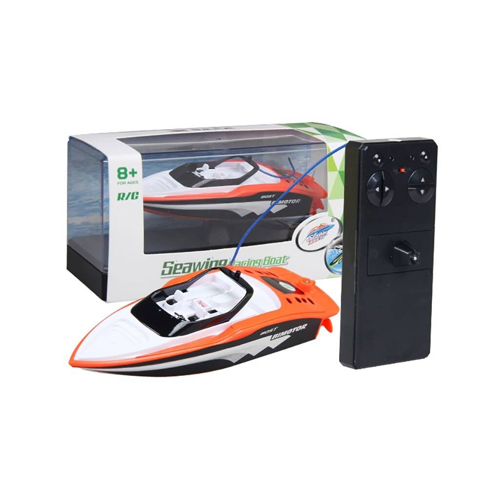 Barns mini fjärrkontroll båt lan yun speed boat f1 racerbåt båtar 2 in 1 rc racerbåt rc båt kit rc speed båt - orange