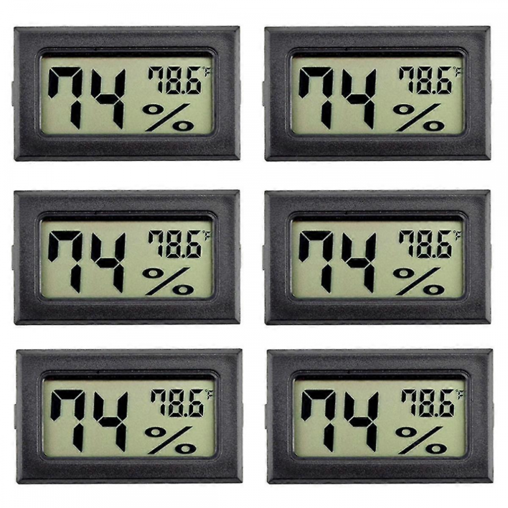 6-pak mini hygrometer indendørs fugtighedsmåler hygrometer digitale termometre fugtighed med () kompatibel med G