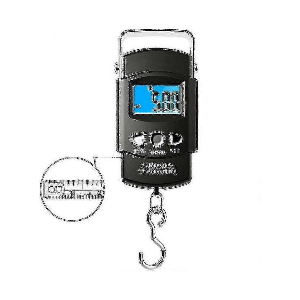 Fishing Scale (50kg) Portable Luggage Scale Electronic Hook with Lcd Screen And Tape Measure