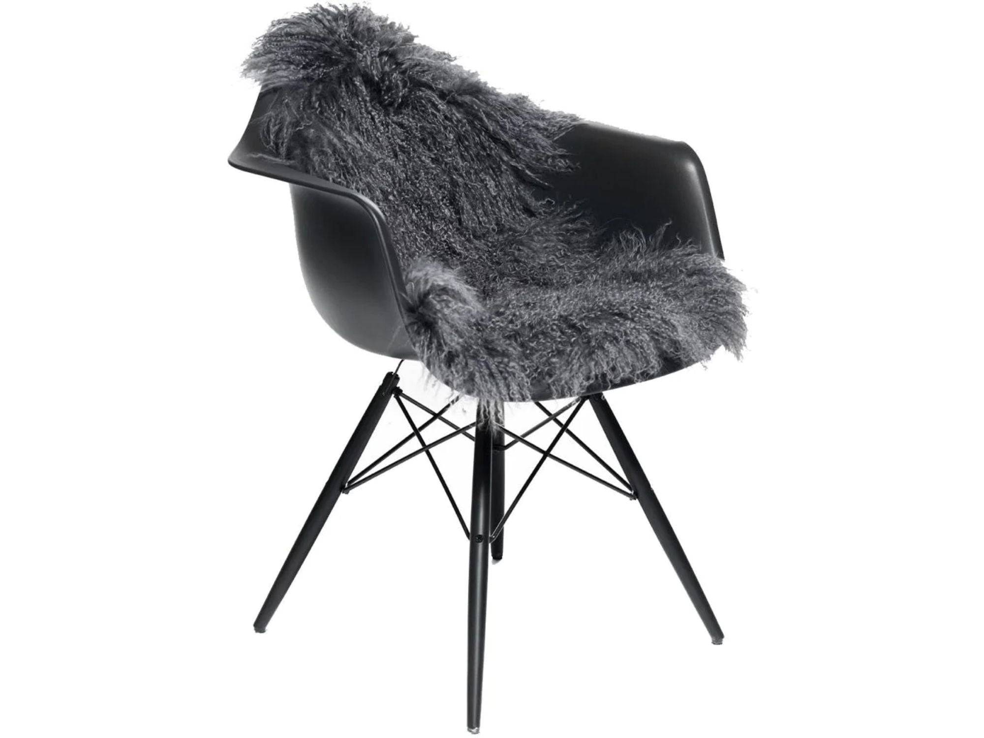 Natures Collection - Langhåret lammeskind - Tibet (L85 cm) - Steel