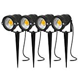AHOTSUK Trädgårdslampor utomhus trädgård spikljus elnätsdriven LED landskap spotlights 5 W 12 V 24 V IP66 vattentät lampa för gångväg gräsmatta uteplats trädgård varm vit (4-pack)