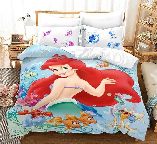Påslakan Lilla Sjöjungfrun Med Fiskdesign, 210 x 210 cm
