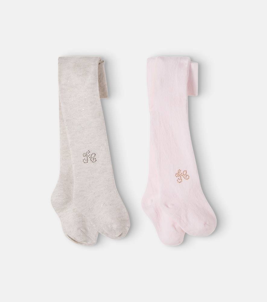 Tartine et Chocolat Bebé - set de 2 leotardos en mezcla de algodón adornados - rosa - Talla Única