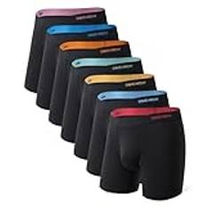 DAVID ARCHY Boxershorts för män, 7-pack, bekväma kalsonger, mjuka och ventilerande bambutrosor, Långa ben: svart, L