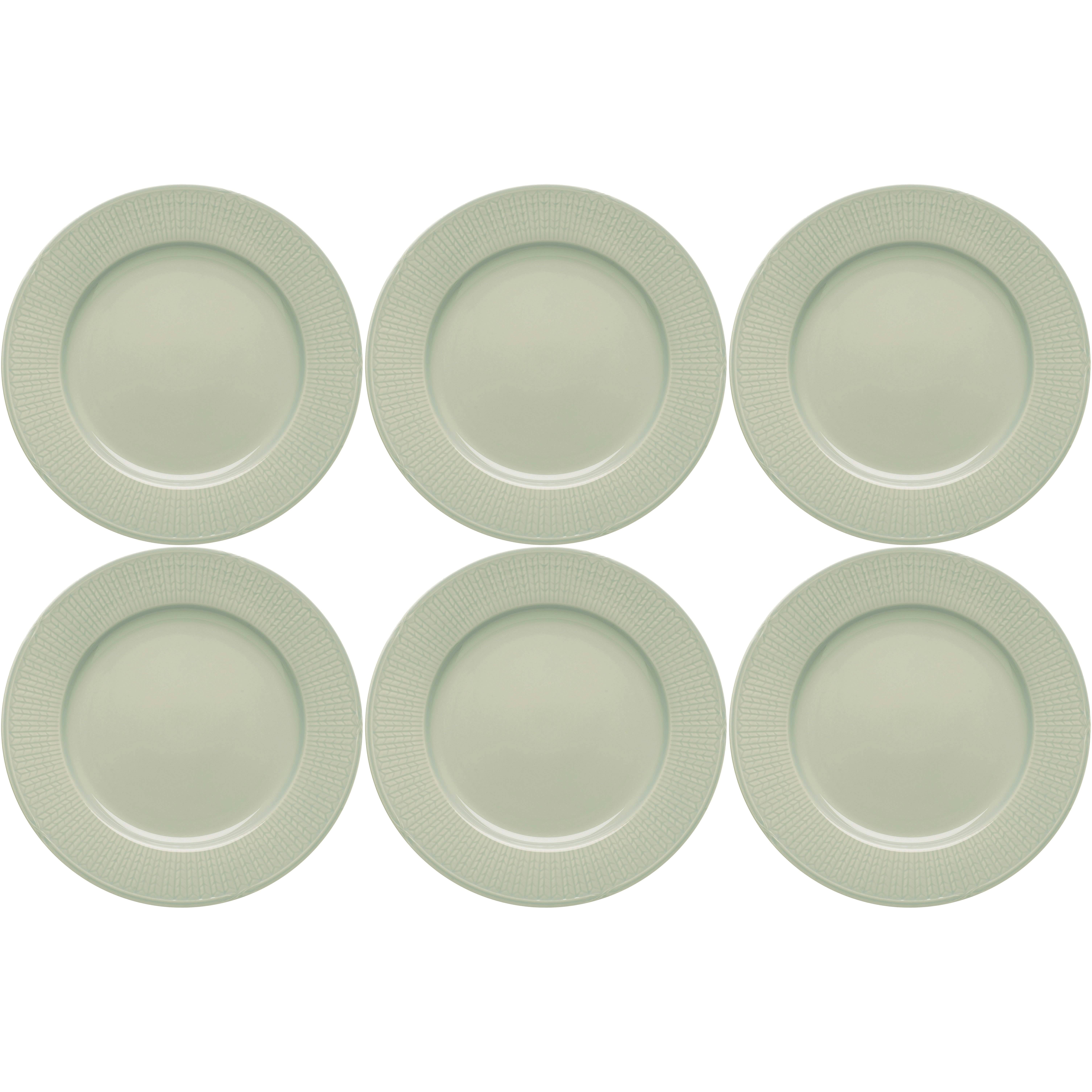 Rörstrand Swedish Grace Tallerken 21 Cm 6-pak Meadow (Light Green) - Middagstallerkner Porcelæn Eng - 1011899, 6-PACK.