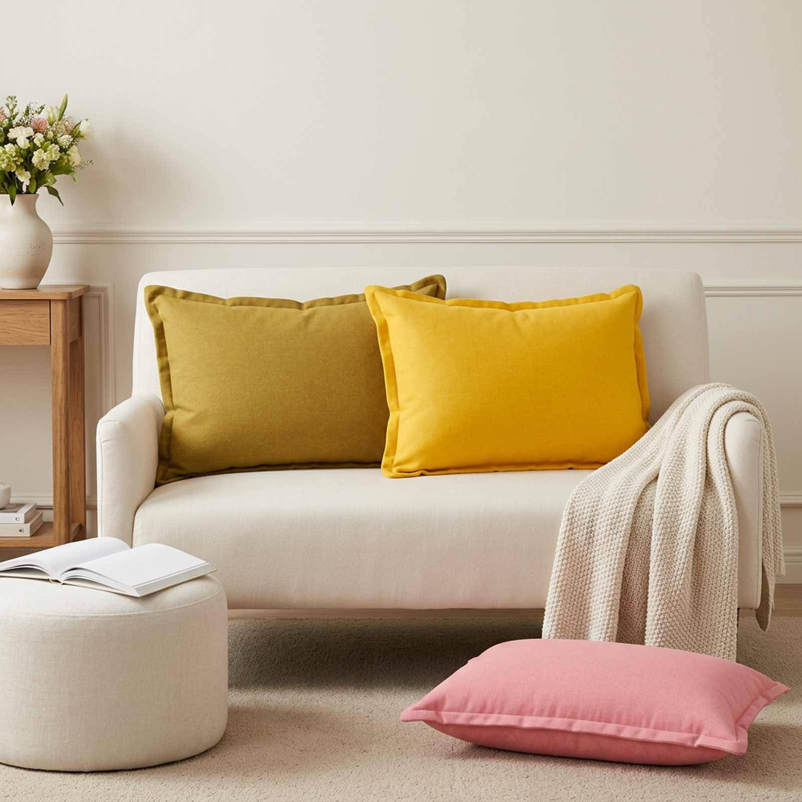 vidaXL Kudde med kudde HOUTEN 2 st Ljusgul Faux Linne