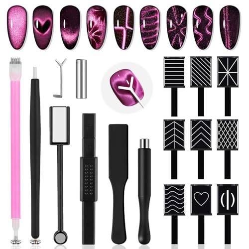 EBANKU 17PCS Set med Magnetstift för Kattögonnaglar, Magnetisk Nagellackspenna, Magnetiska Verktyg för Kattögonnagellack och Nagelkonst för Nagelsalong