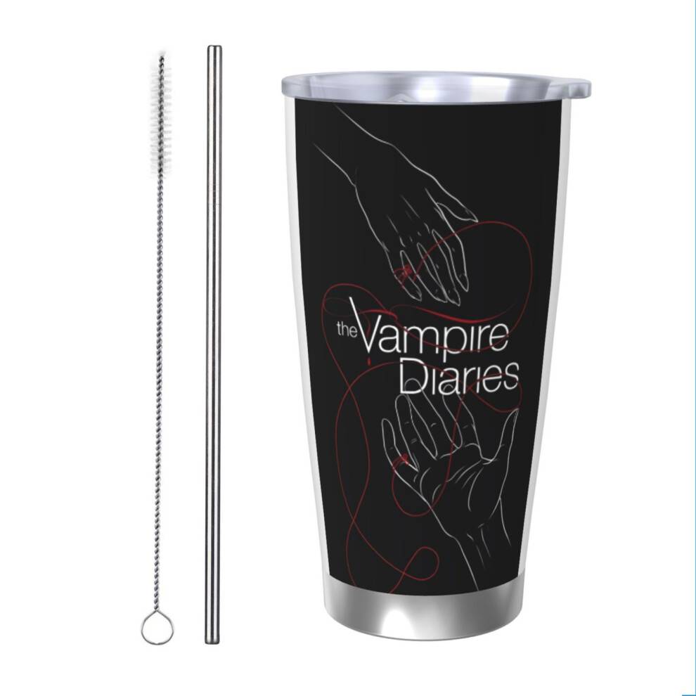 The Vampire Diaries 20oz Tumbler, Rustfrit Stål Vakuumisoleret Kaffekrus, Kaffekrus Rejsekrus med Låg Termokop til Udendørsbrug