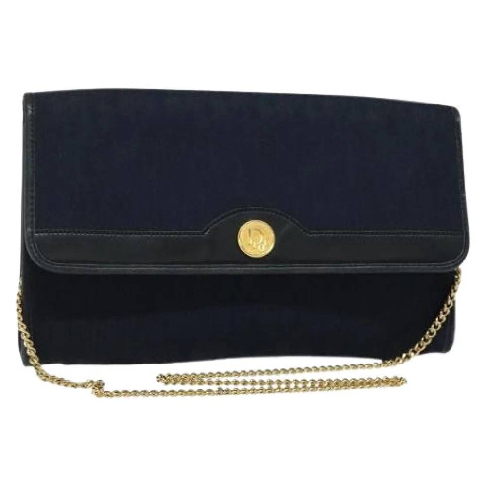 Dior Vintage Pre-owned Vintage Chain Flap Skuldertaske - Vintage - Dame - Blå - ONE SIZE - Uld