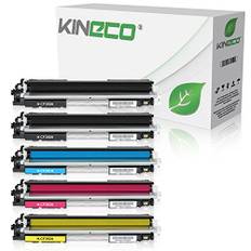 Kineco 5 Toner kompatibel mit HP CF350A CF351A CF352A CF353A Color Laserjet Pro MFP M176n, M177fw, M170 Series - Schwarz je 1.300 Seiten, Color je 1.000 Seiten
