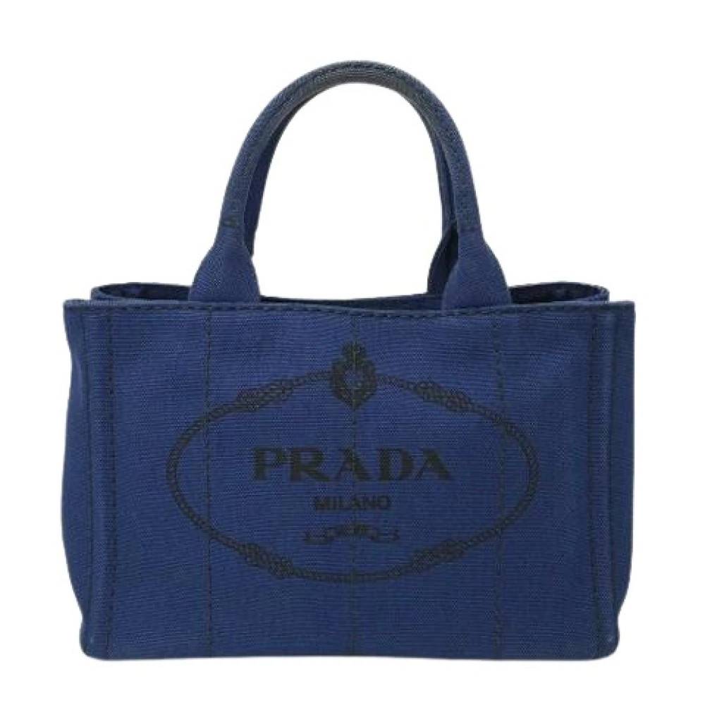 Prada Vintage Pre-owned Canapa 1Bg439 Tote Bag - Vintage - Dame - Blå - ONE SIZE - Uld