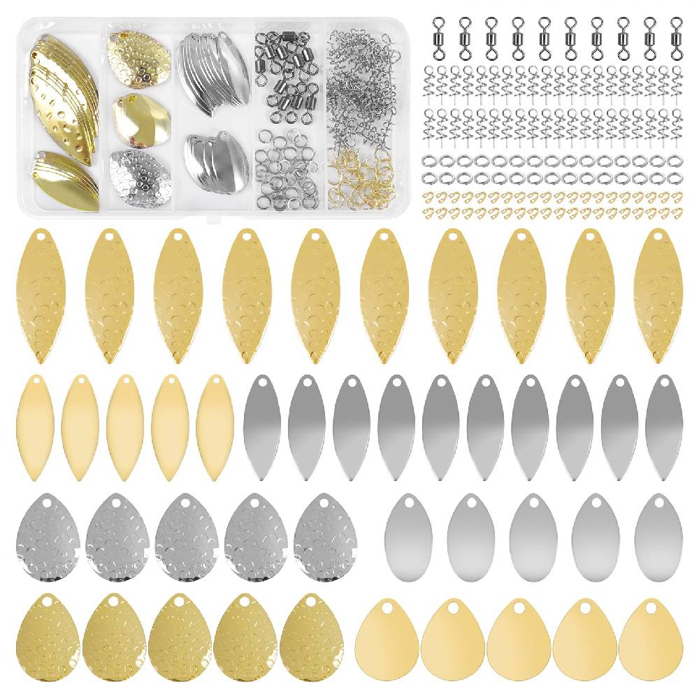 165pcs Willow Colorado Spinner Blades Kit Easy Spin for Spinnerbait Bass Walleye Pike Spinner Bait Rigs lure Making Accessories